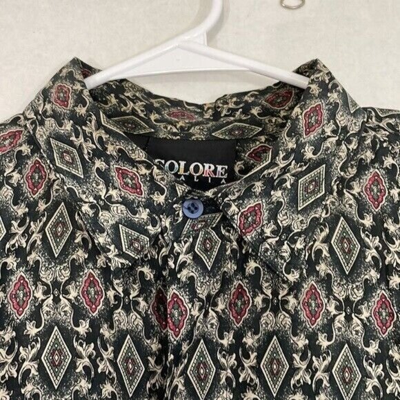 Colore Italia Silk Shirt, Short Sleeves, Hidden Buttons, Oversized Medium - Picture 3 of 10